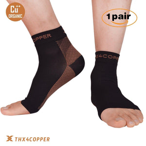 Copper Compression Recovery Foot Sleeves for Men & Women (1 Pair)